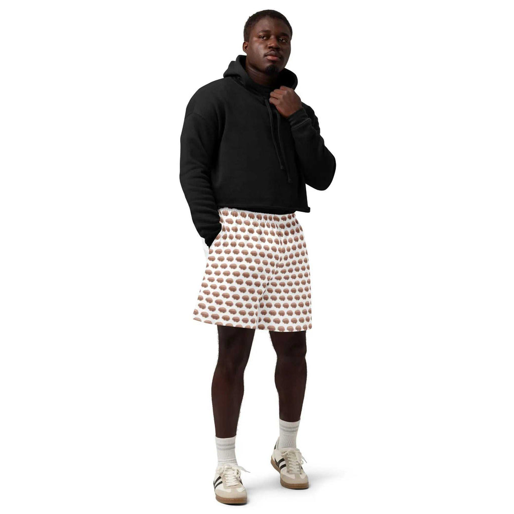 Brain Print Shorts white cotton unisex Alzheimer's awareness all-over print design
