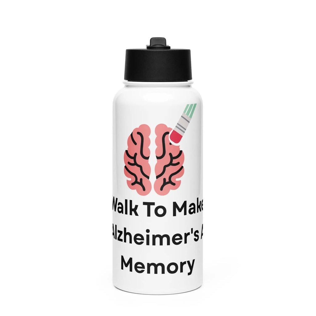 Stainless steel water bottle with a straw lid Walk o Make Alzheimer's A Memory by Alzheimer's Awareness