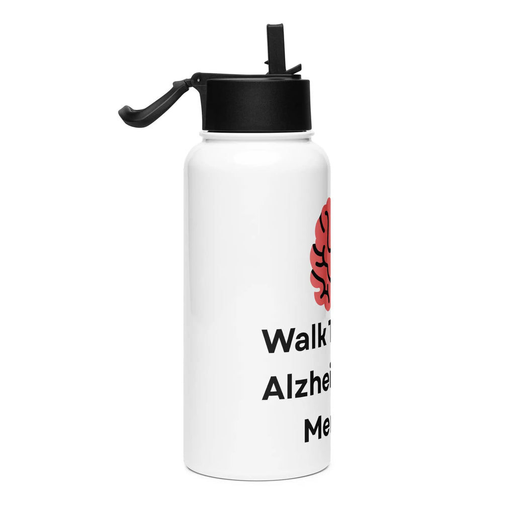 Stainless steel water bottle with a straw lid Walk o Make Alzheimer's A Memory by Alzheimer's Awareness