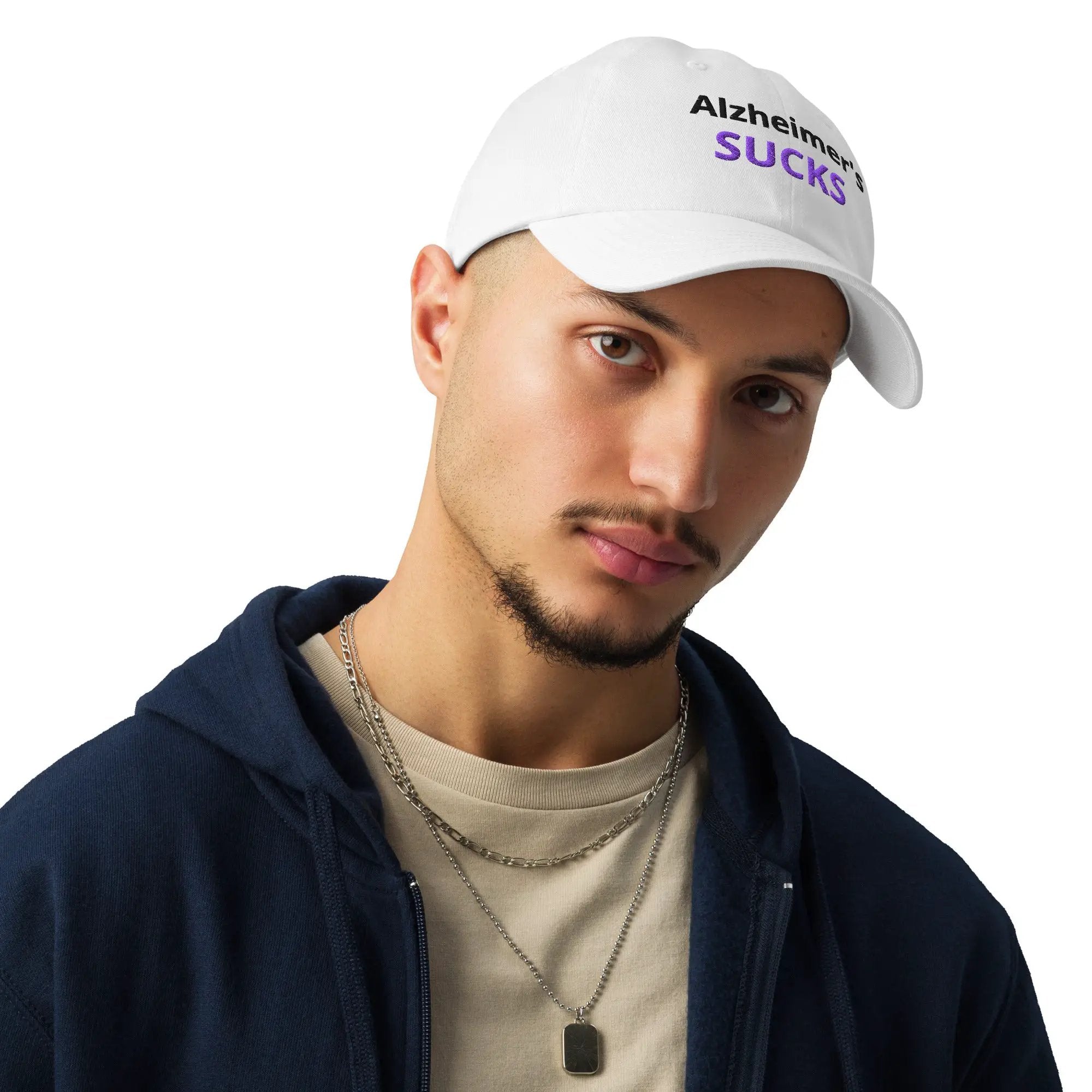 Under Armour Dad Hat Alzheimer's Awareness - Embroidered "Alzheimer's SUCKS" by Alzheimer's Awareness