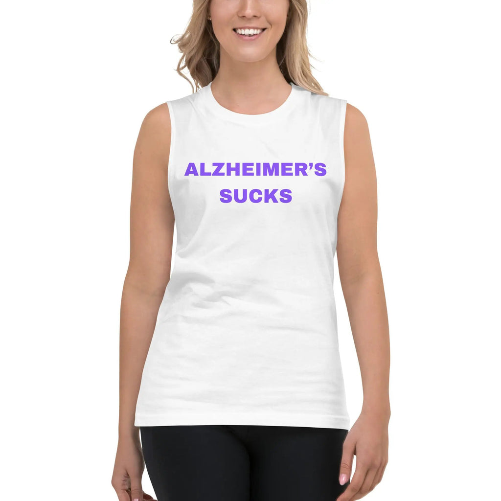 Muscle Shirt Alzheimer's Sucks by Alzheimer's Awareness