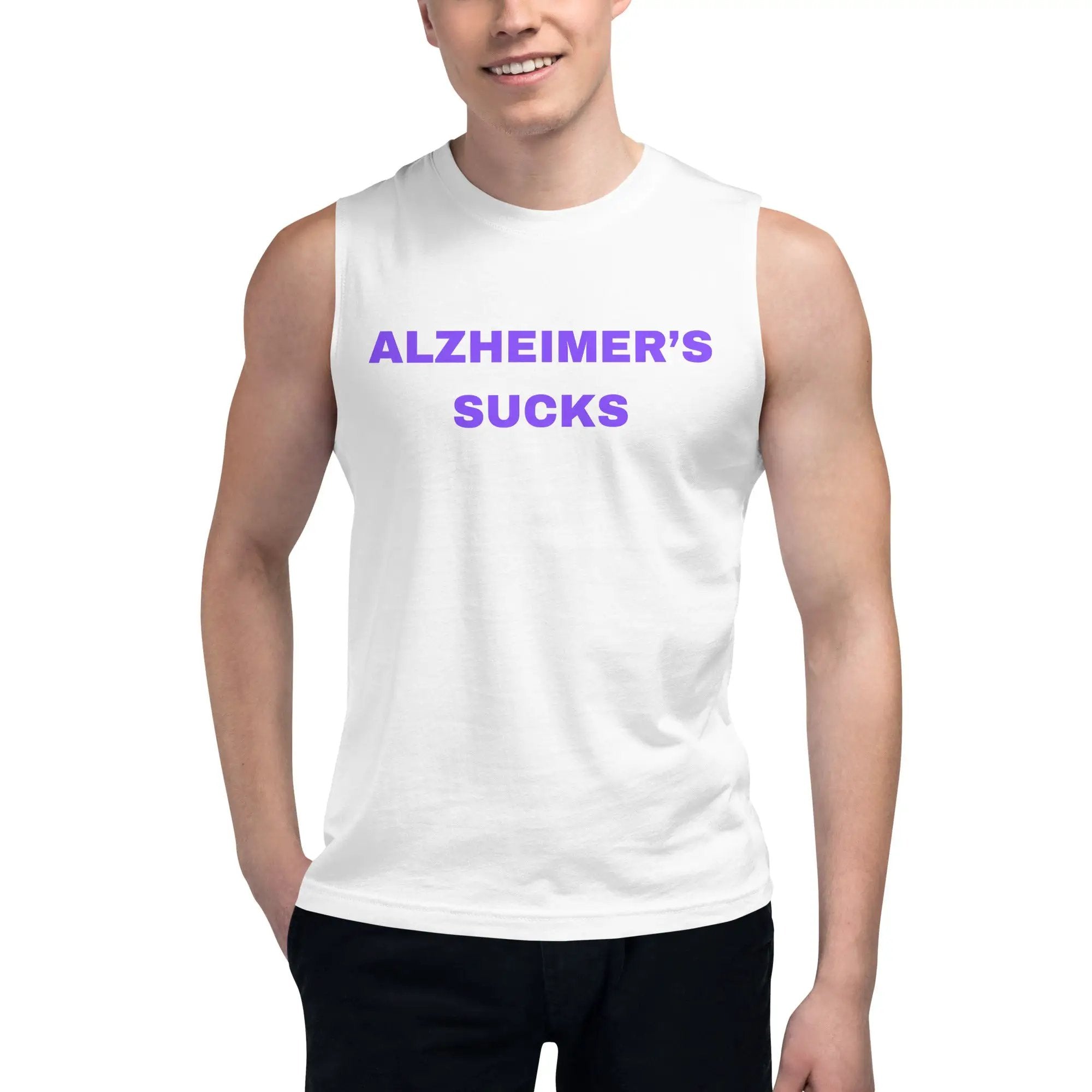 Muscle Shirt Alzheimer's Sucks by Alzheimer's Awareness