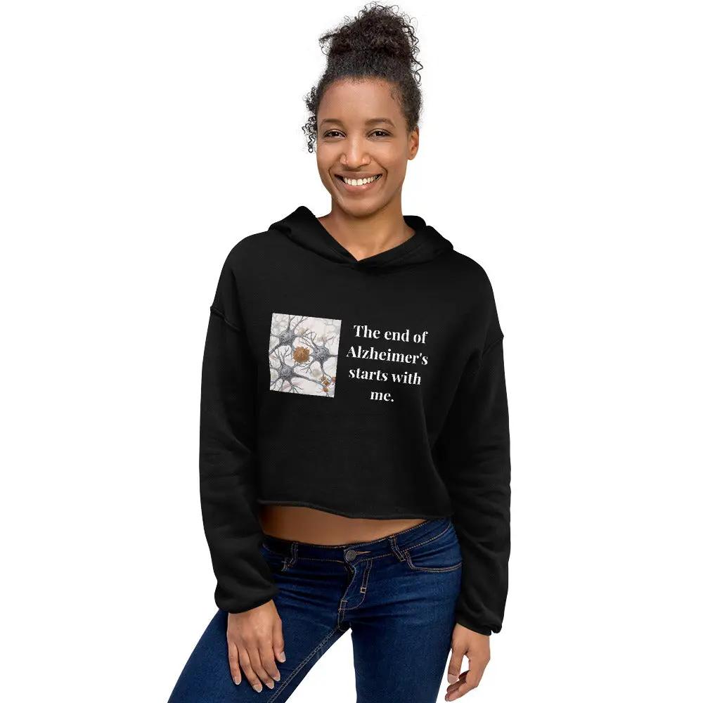 Crop Hoodie The end of Alzheimer's starts with me. by Alzheimer's Awareness