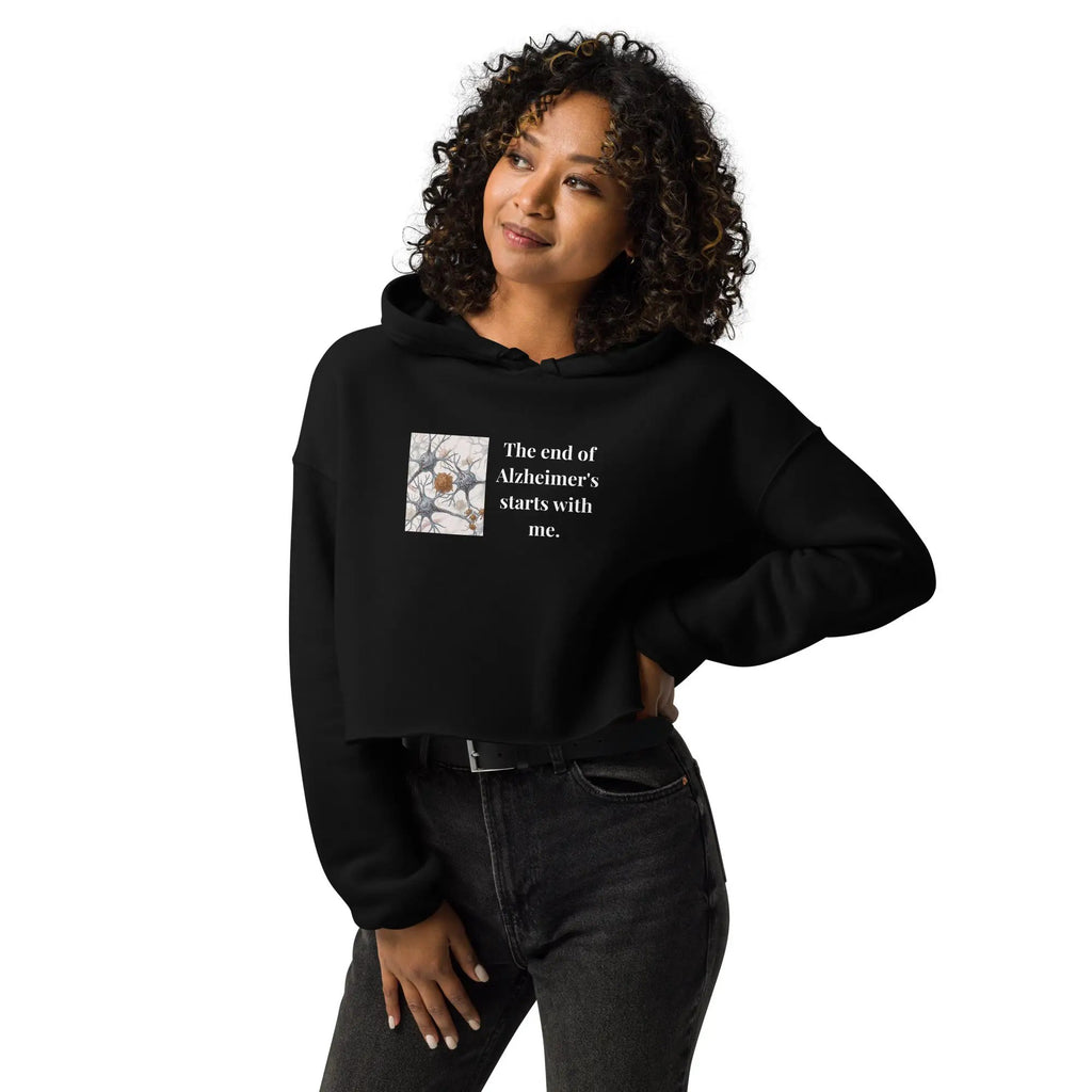 Crop Hoodie The end of Alzheimer's starts with me. by Alzheimer's Awareness