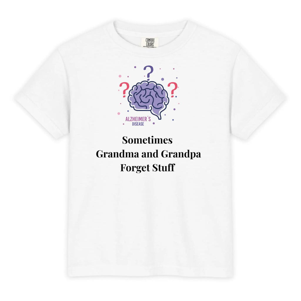 Youth Garment-Dyed Heavyweight T-Shirt - Sometimes Grandma and Grandpa Forget Stuff by Alzheimer's Awareness