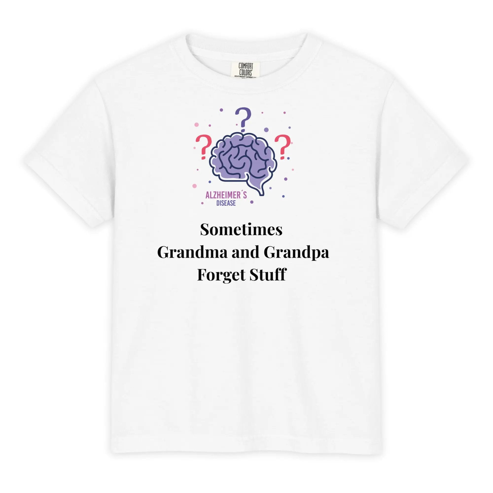 Youth Garment-Dyed Heavyweight T-Shirt - Sometimes Grandma and Grandpa Forget Stuff by Alzheimer's Awareness